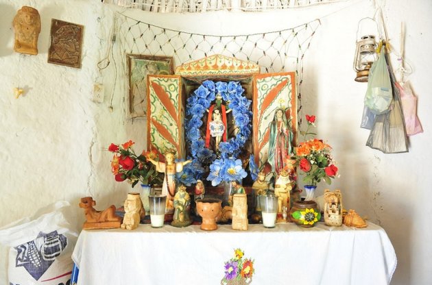 Traditioneel huisaltaar in Yucatán