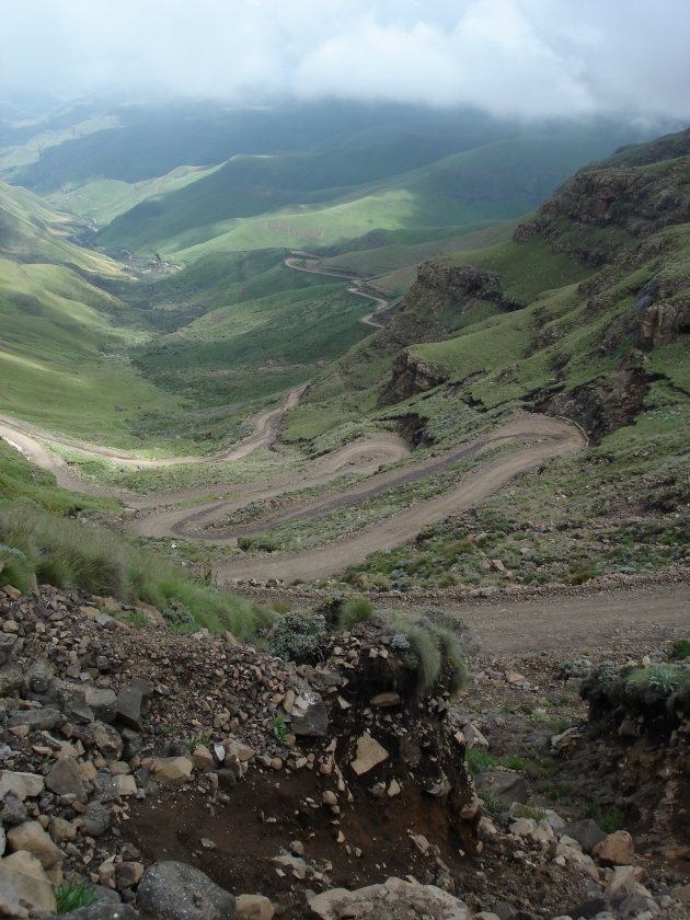 Sani Pass gezien vanuit Lesotho