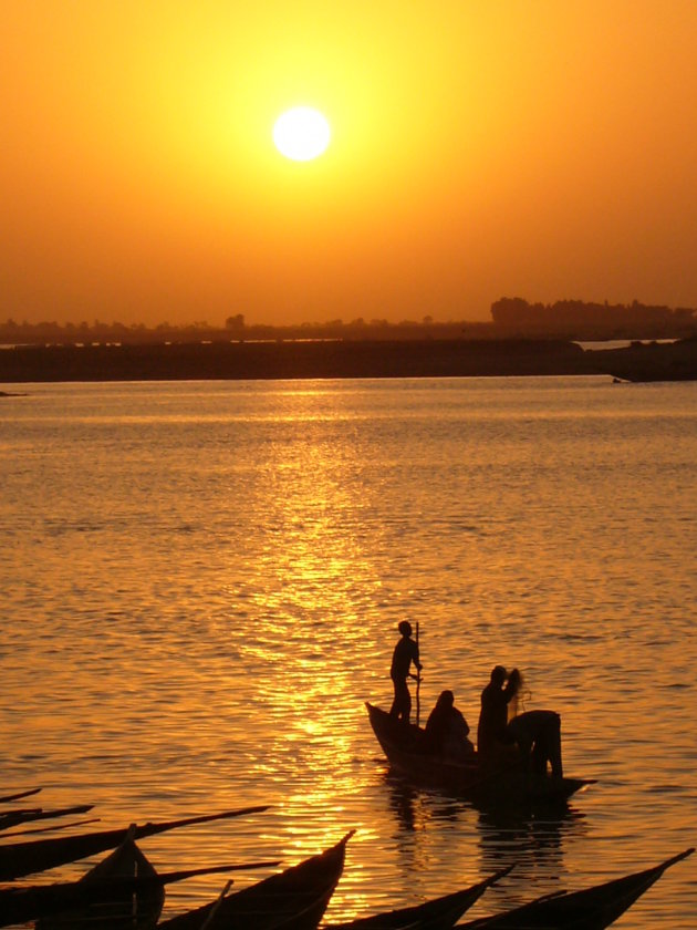 zonsondergang in Mopti