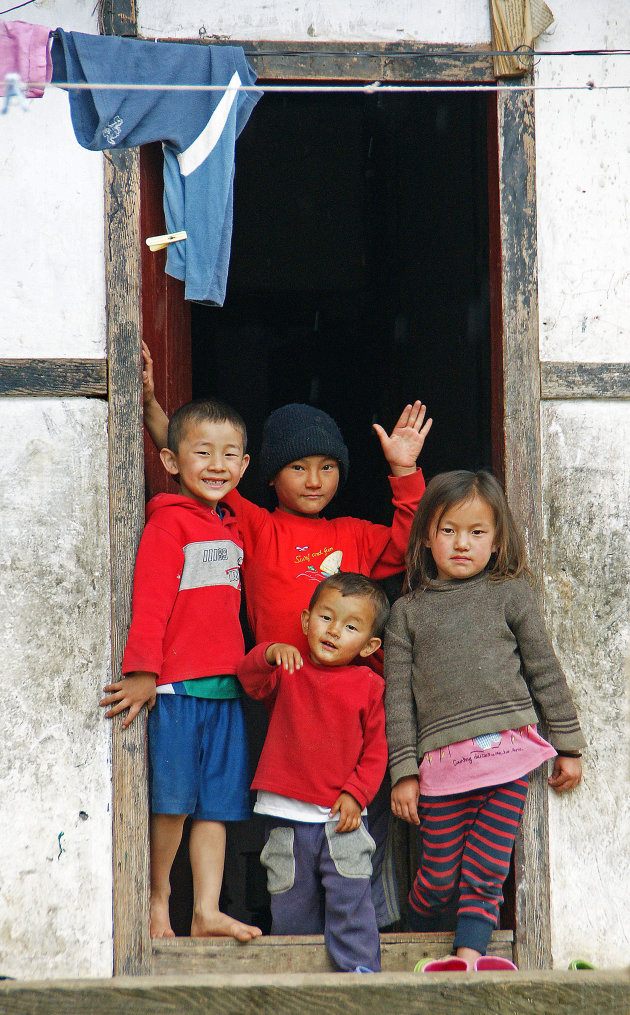 Vrolijke familie in Sikkim