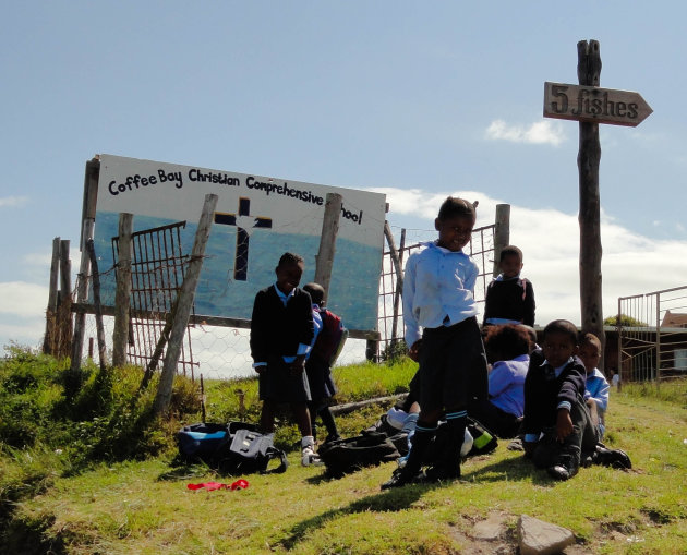 Schoolkinderen In Coffee Bay - Oost-Kaap Zuid-Afrika