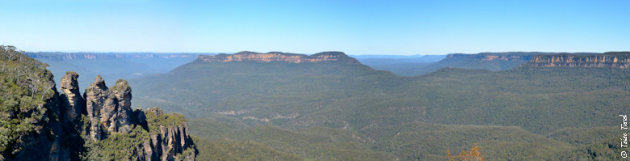 Panorama Blue Mountains met de Three Sisters op de voorgrond
