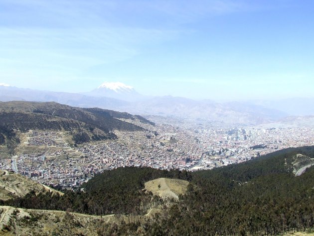 Eerste aanblik op La Paz