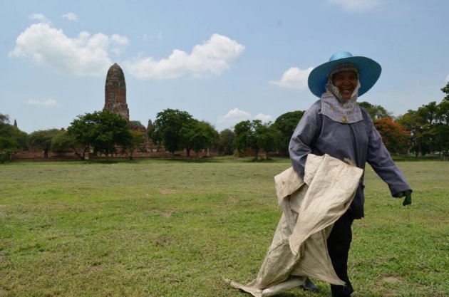 Vrouwlijke grasmaaier Ayutthaya