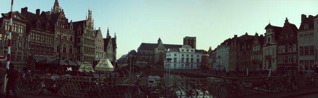 Panorama van het mooie stadje Gent
