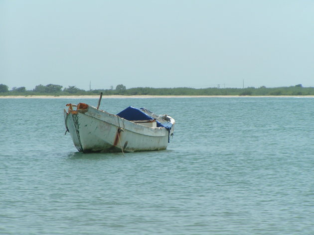 vissers bootje aan de kust
