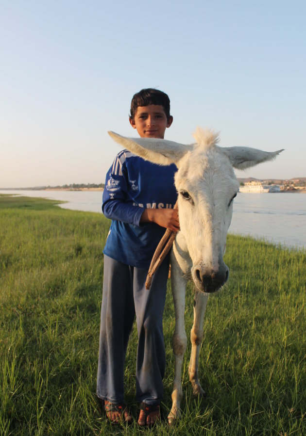 Nubische jongen met zijn ezeltje