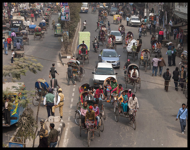 Above the streets of Dhaka