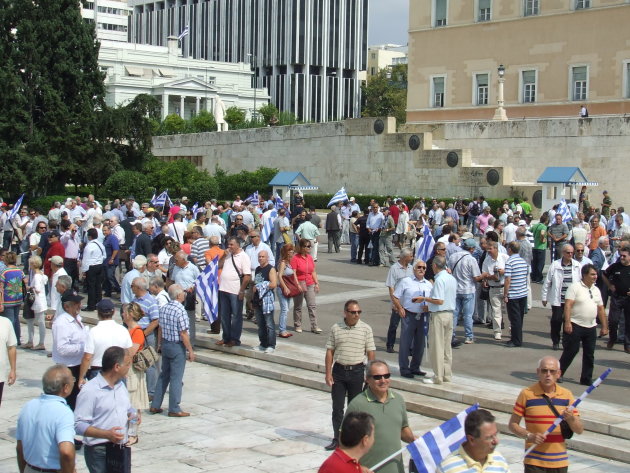 protesten voor het parlement in Athene