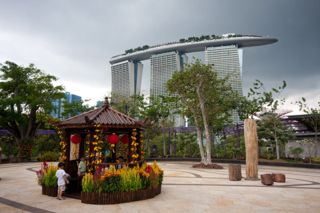 Marina Bay Sands vanuit the Gardens by the Bay