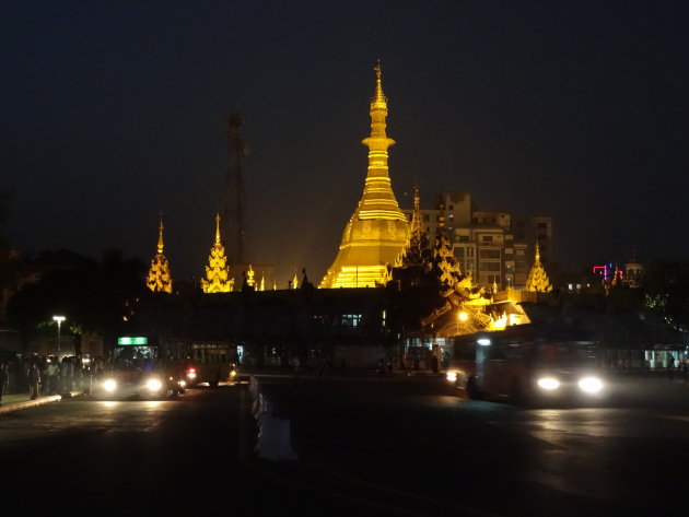 Central Yangon by night