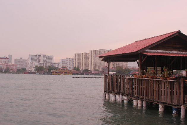 UNESCO Huizen op water in Penang. 