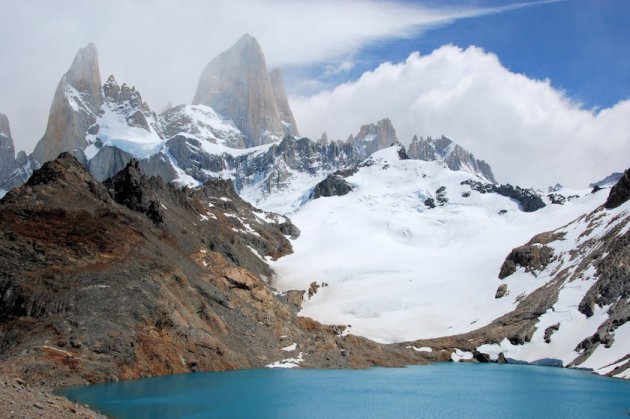 Laguna de las Tres gletsjermeer aan de voet van de berg Cerro Fitz Roy