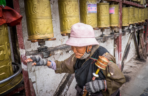 Lhasa praying wheels