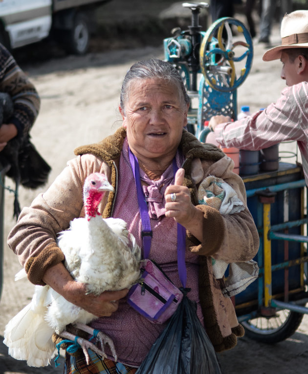 Duimpje omhoog voor de kip - Otavalo