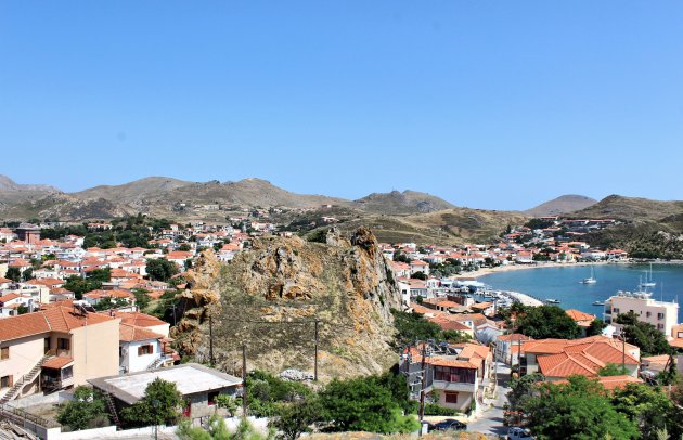 Uitzicht op Myrina op het eiland Limnos