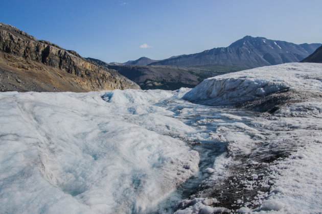 Eerste op de Athabasca gletsjer