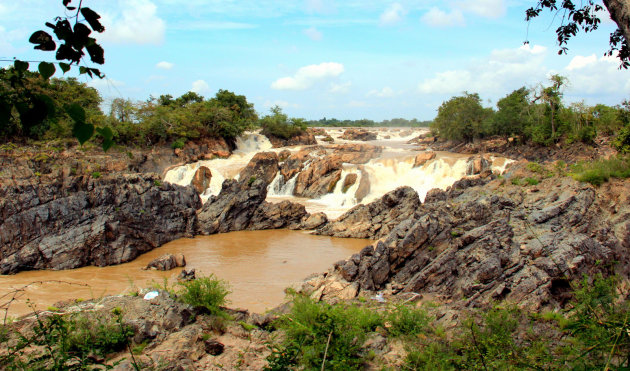 Watervallen in de mekong rivier