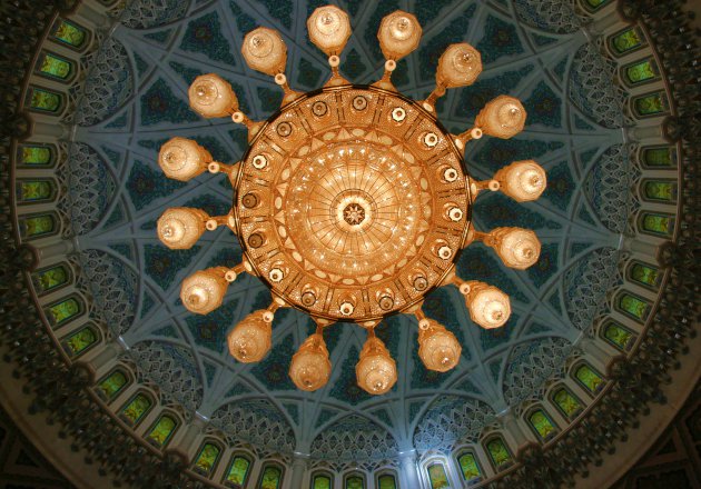 met open mond - Sultan Qaboos moskee, Muscat