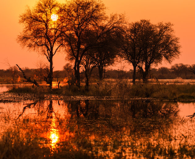 Zonsondergang in Botswana