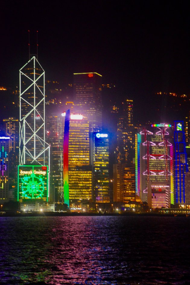 lichtshow Hongkong skyline