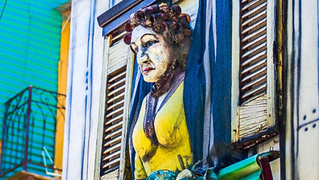 Kunstig raam in het La Boca District, Buenos Aires