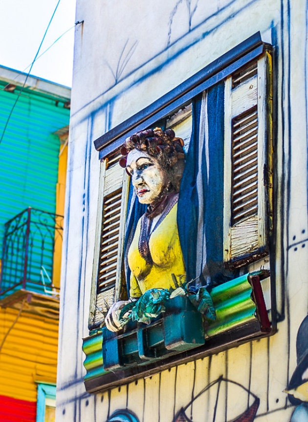 Kunstig raam in het La Boca District, Buenos Aires