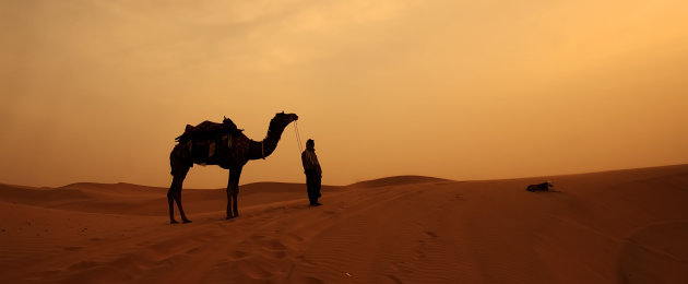 Zonsondergang in de Thar woestijn