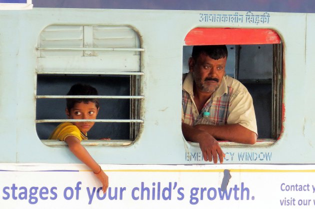 in de trein naar Delhi