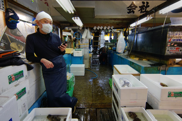 De handel is gedaan op Tsukiji Uogashi