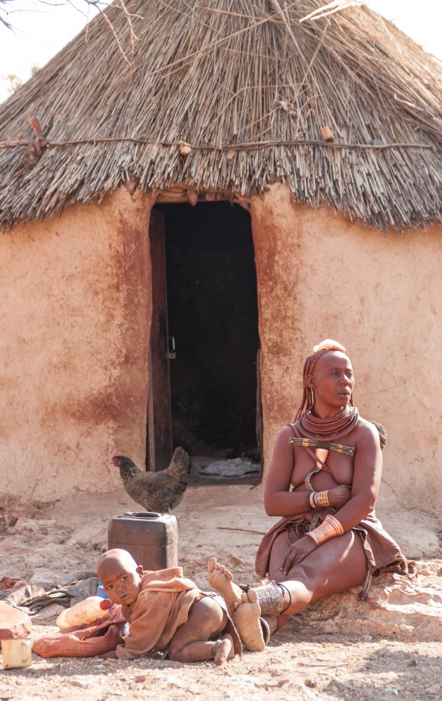 Dorpsbeeld bij de Himba's