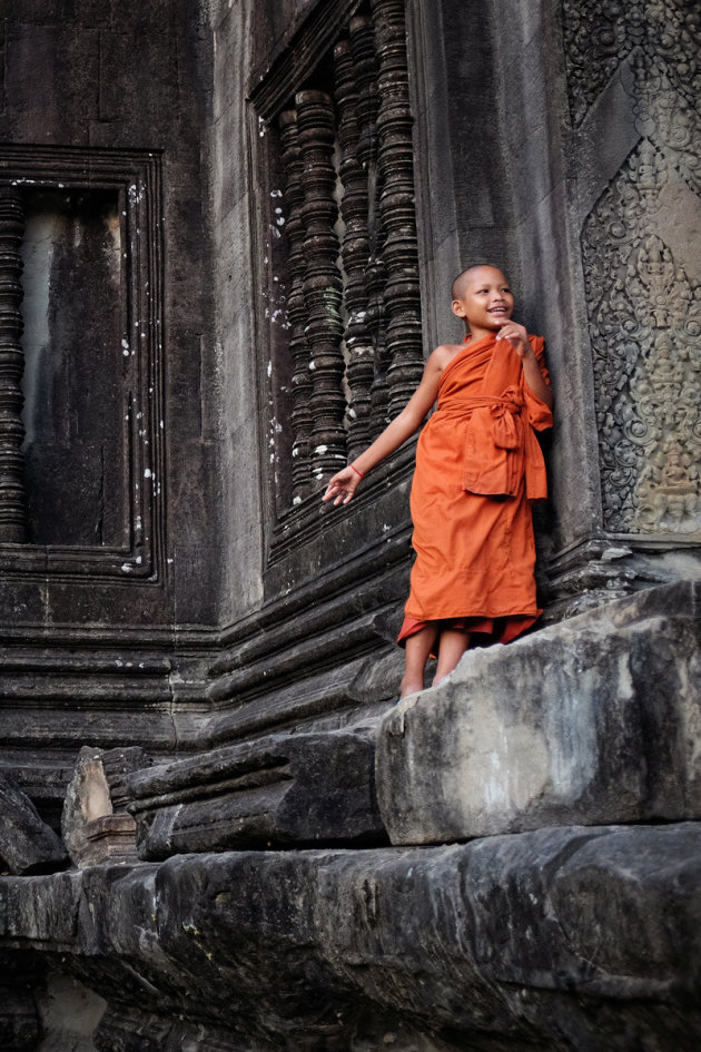 Boeddhistische monnik in Angkor Wat