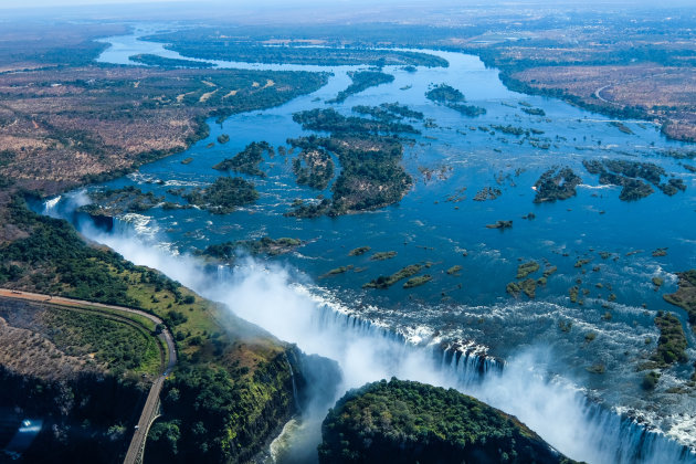 Victoria Falls from a heliview
