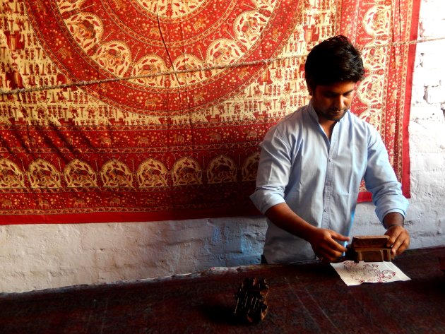 Textielbewerking in Jaipur