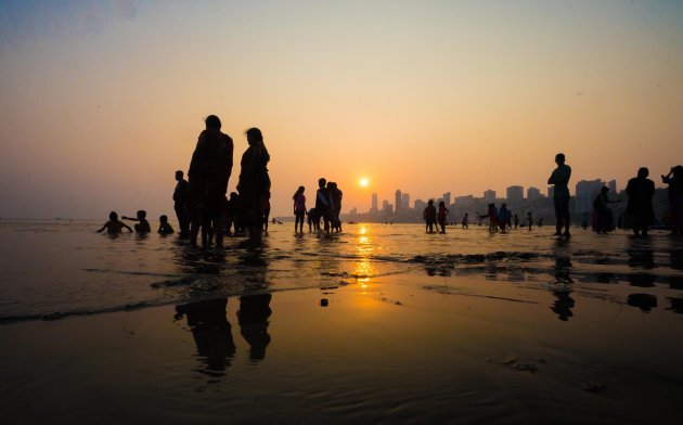 Zonsondergang in Mumbai