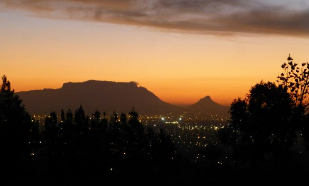 Kippenvel zonsondergang Tafelberg bij Zevenwacht 