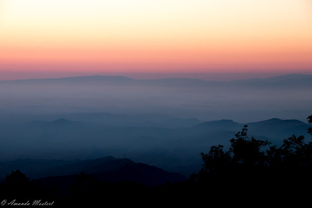 Sunset over Monterey County vanaf Fremont Peak observatory