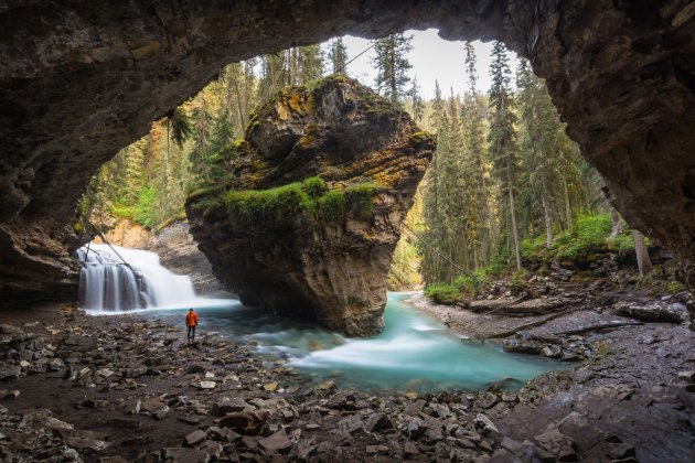 Verborgen grot in Johnston Canyon