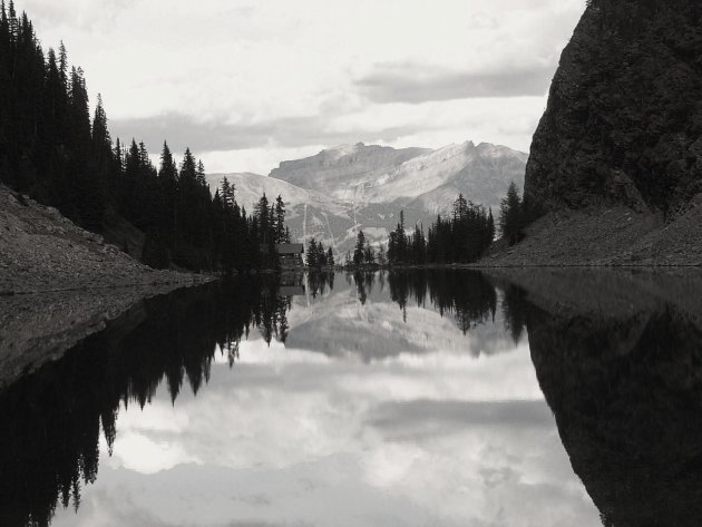 Reflectie in meer, Canadese Rockies
