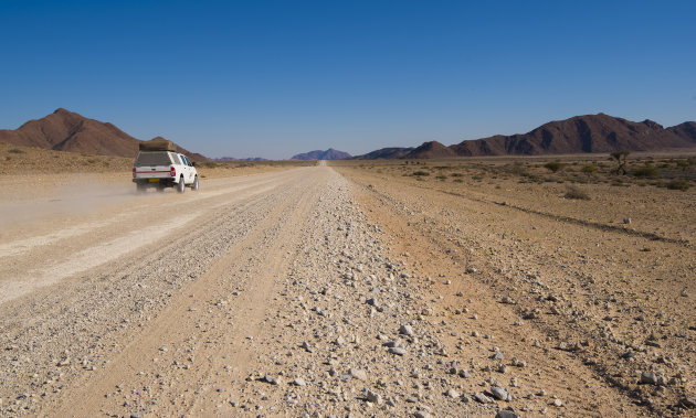 on the road in Namibia