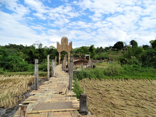 Bamboe houten brug.