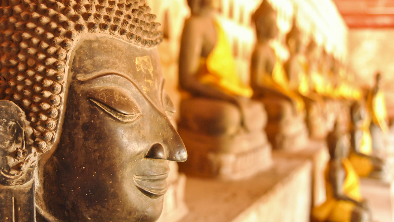 Enkele boeddha's in de hoofdstad Vientiane