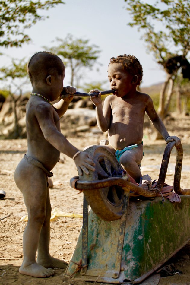 Bij een Himba familie