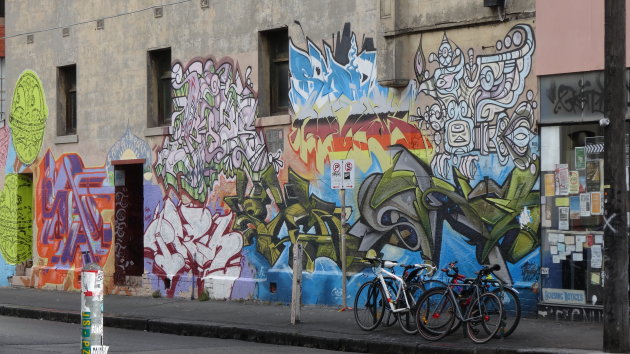 Een van de vele muurschilderingen in de wijk Fitzroy (Melbourne)