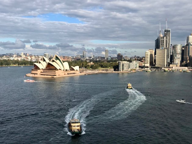 Uitzicht vanaf Harbour Bridge, Sydney