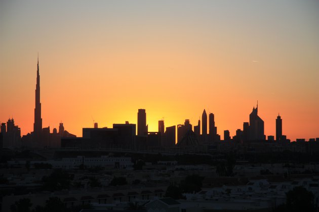 zonsondergang in Dubai