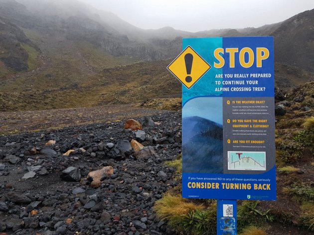 Waarschuwing voor de Tongariro Crossing