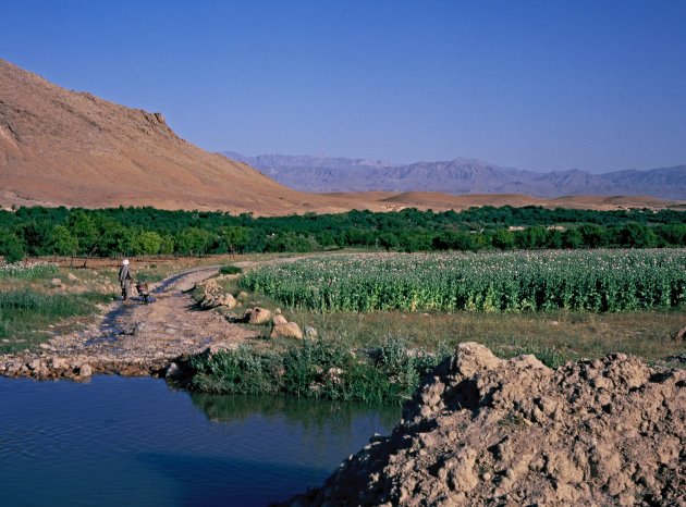 Landschap tussen Kandahar en Dehrawot in Afghanistan