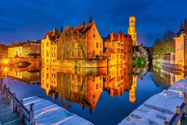 Brugge tijdens het blauwe uurtje