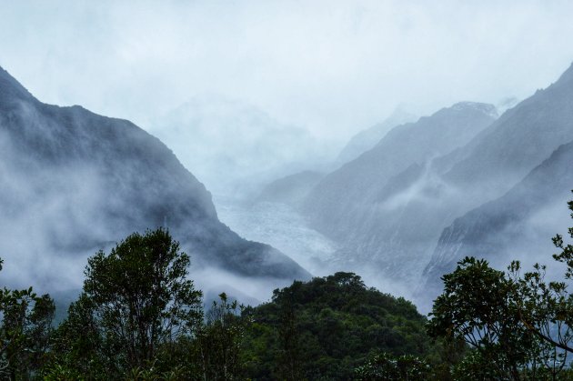 Gletsjers in de mist